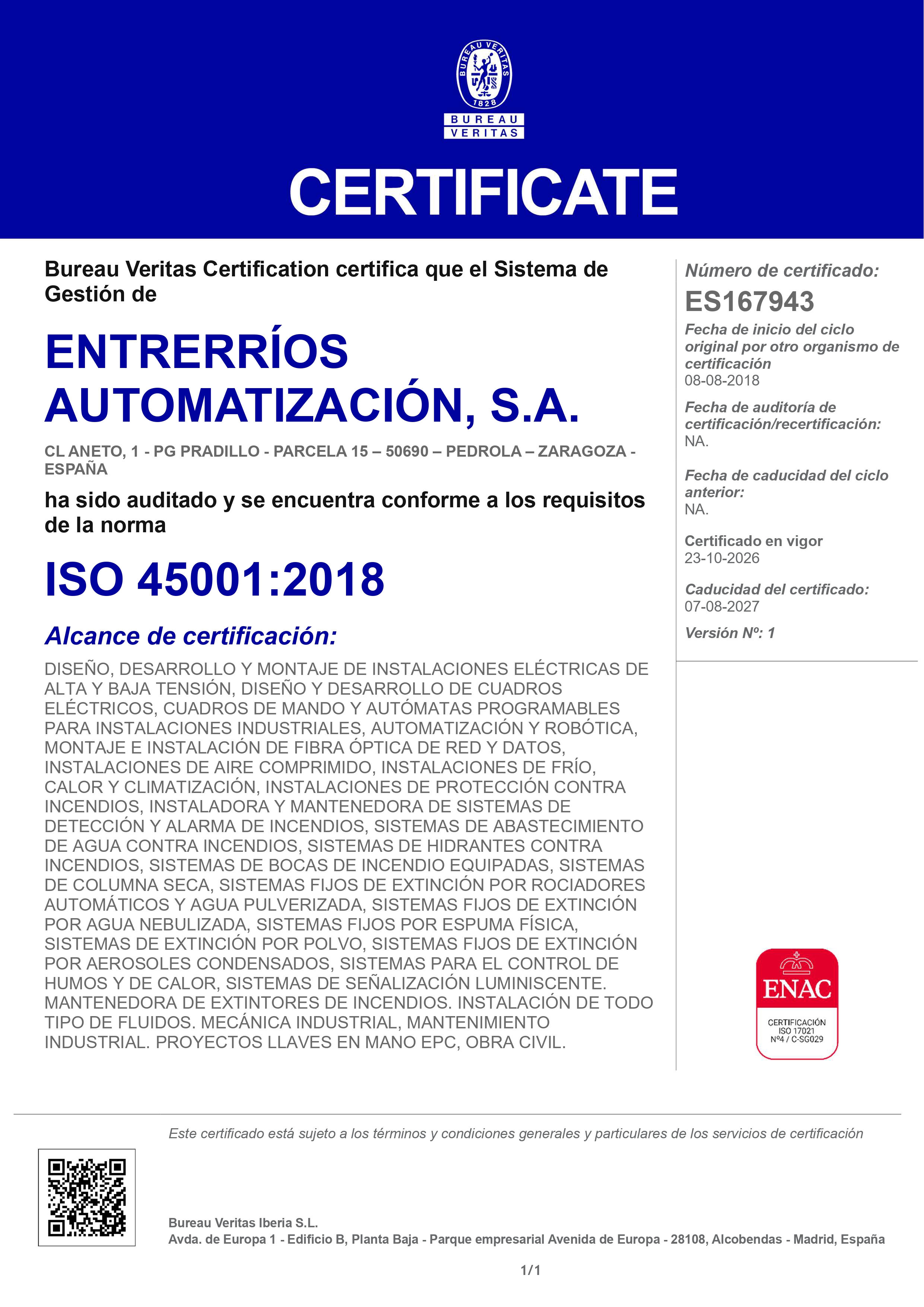 Certificado ISO 45001