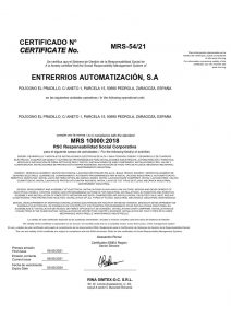 Certificado MRS 54/21 Entrerrios Automatizacion